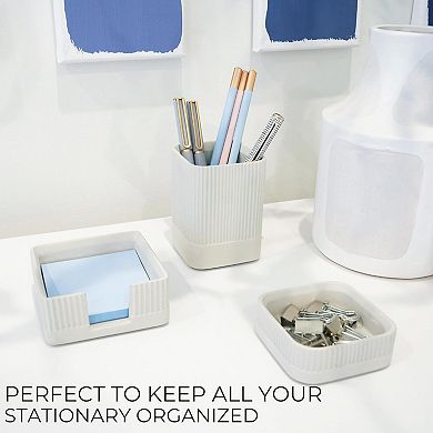 Aesthetic Desk Organizer Set of 3 Concrete Desktop Accessories