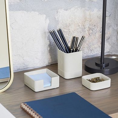 Aesthetic Desk Organizer Set of 3 Concrete Desktop Accessories