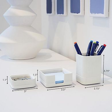 Aesthetic Desk Organizer Set of 3 Concrete Desktop Accessories