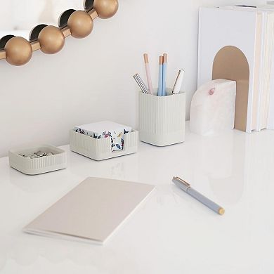 Aesthetic Desk Organizer Set of 3 Concrete Desktop Accessories