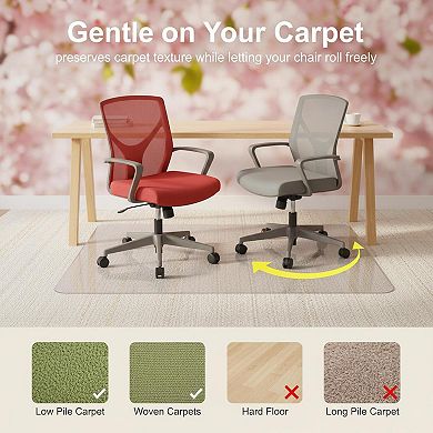 Clear Plastic Office Chair Mat for Low-Pile Carpet Heavy Duty
