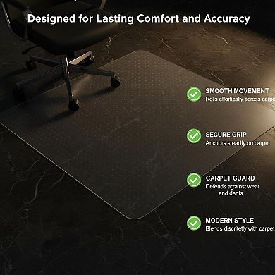 Clear Plastic Office Chair Mat for Low-Pile Carpet Heavy Duty