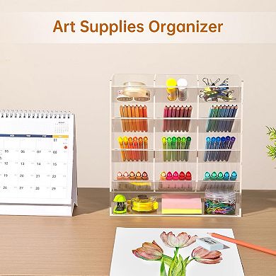 Acrylic Vertical Marker Organizer with 13 Compartments