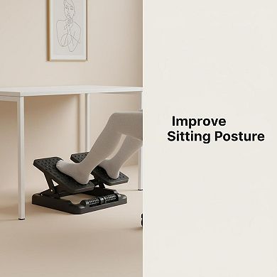 Adjustable Ergonomic Foot Rest Under Desk with Massage Rollers, Tilt & Height for Office Gaming