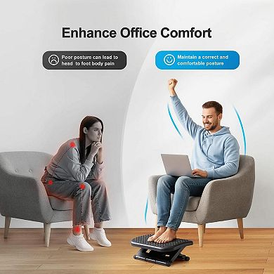 Adjustable Foot Rest Under Desk with Massage Texture Rollers 3 Height 30° Tilt Ergonomic Home Office