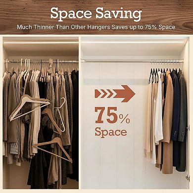 60 Pack Non Slip Felt Hangers Heavy Duty Space Saving 360° Hook for Coat Suit Closet Organizer