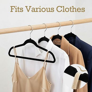 60 Pack Non Slip Felt Hangers Heavy Duty Space Saving 360° Hook for Coat Suit Closet Organizer