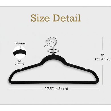 60 Pack Non Slip Felt Hangers Heavy Duty Space Saving 360° Hook for Coat Suit Closet Organizer
