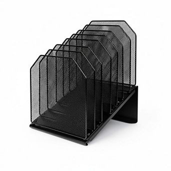 7-Compartment Metal File Organizer Desk Vertical Folder Holder Office Home School