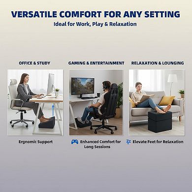 3-in-1 Adjustable Foot Rest Under Desk Soft Supportive Multifunctional