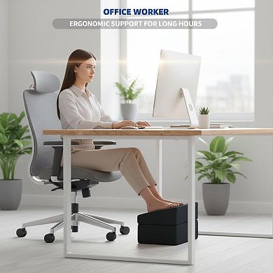 3-in-1 Adjustable Foot Rest Under Desk Soft Supportive Multifunctional