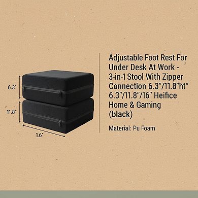 3-in-1 Adjustable Foot Rest Under Desk Soft Supportive Multifunctional