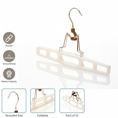 10 Pack Skirt Hangers Thin Space Saving Heavy Duty Locking Clasp Multipurpose