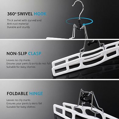 10 Pack Skirt Hangers Thin Space Saving Heavy Duty Locking Clasp Multipurpose