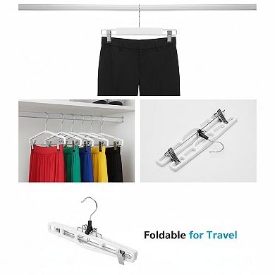 10 Pack Skirt Hangers Thin Space Saving Heavy Duty Locking Clasp Multipurpose
