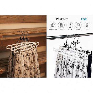 10 Pack Skirt Hangers Thin Space Saving Heavy Duty Locking Clasp Multipurpose