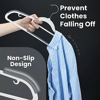 Plastic Hangers 30 Pack Slim Non Slip Heavy Duty Space Saving Dry Wet Clothes Hanger