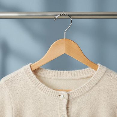 30 Pack Wooden Hangers Solid Birch Durable 360° Hook Non-slip Pant Bar Shoulder Notches for Clothes