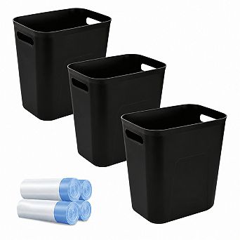 3.5 Gallon Trash Can 3 Pack With Matching Bags For Home Office Dorm Bathroom