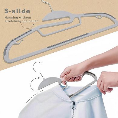 Plastic Hangers 50 Pack Non-slip 360° Hook S Shape Space Saving Organizer