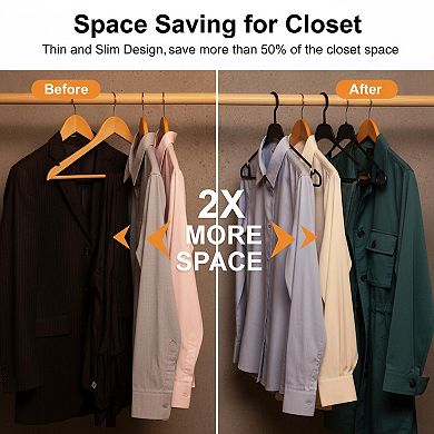 60 Pack Black Plastic Hangers Non Slip Durable Space Saving Closet Organizer for Clothes