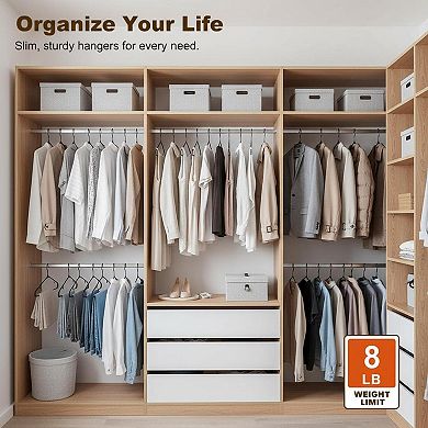 60 Pack Black Plastic Hangers Non Slip Durable Space Saving Closet Organizer for Clothes