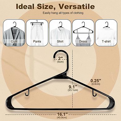 60 Pack Black Plastic Hangers Non Slip Durable Space Saving Closet Organizer for Clothes