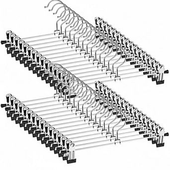 30 Pack Adjustable Pants Hangers with Clips Space Saving Non Slip for Skirts Jeans Trousers