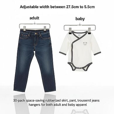 30 Pack Adjustable Pants Hangers with Clips Space Saving Non Slip for Skirts Jeans Trousers