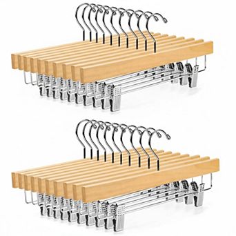 20 Pack Lotus Wood Pants Skirt Hangers Non Slip Clips 360 Hook Heavy Duty
