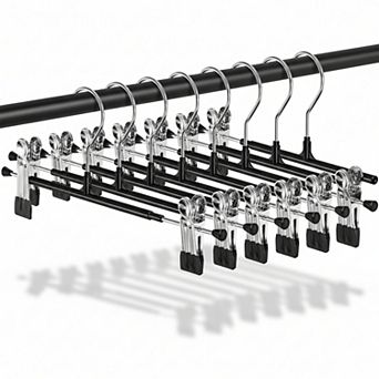 30 Pack Adjustable Pants Hangers with Clips Heavy Duty Non Slip Space Saving for Skirts Jeans Shorts