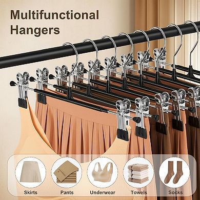 30 Pack Adjustable Pants Hangers with Clips Heavy Duty Non Slip Space Saving for Skirts Jeans Shorts