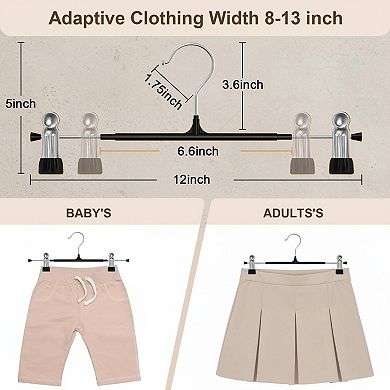 30 Pack Adjustable Pants Hangers with Clips Heavy Duty Non Slip Space Saving for Skirts Jeans Shorts
