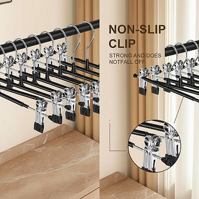 30 Pack Adjustable Pants Hangers with Clips Heavy Duty Non Slip Space Saving for Skirts Jeans Shorts