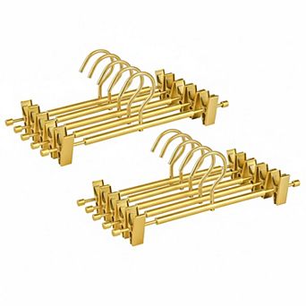 10 Pack Matte Aluminum Pants Hangers 12.2" Adjustable Non-Slip Clips Light Sturdy for Shorts