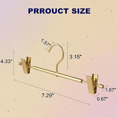 10 Pack Matte Aluminum Pants Hangers 12.2" Adjustable Non-Slip Clips Light Sturdy for Shorts