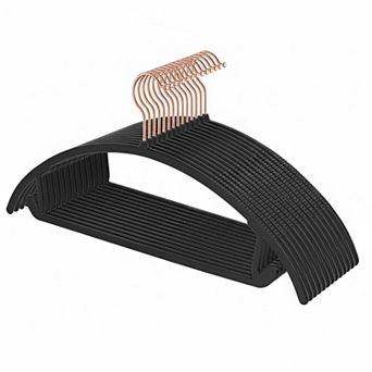 50 Pack No Shoulder Bump Hangers, Space Saving Heavy Duty Non Slip 360° Hooks for Shirts Pants Coats