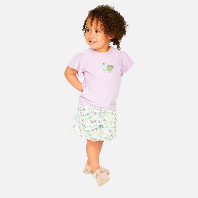 Little Kids Girl Jersey Flutter Sleeve T-Shirt