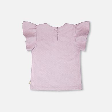Little Kids Girl Jersey Flutter Sleeve T-Shirt