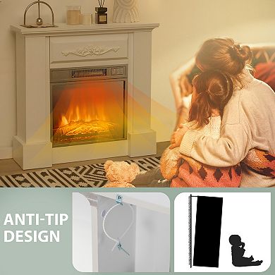 Costway 32" Electric Fireplace Mantel TV Stand Space Heater w/Remote Control 1400W
