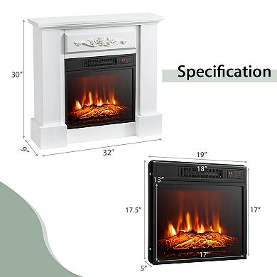 Costway 32" Electric Fireplace Mantel TV Stand Space Heater w/Remote Control 1400W