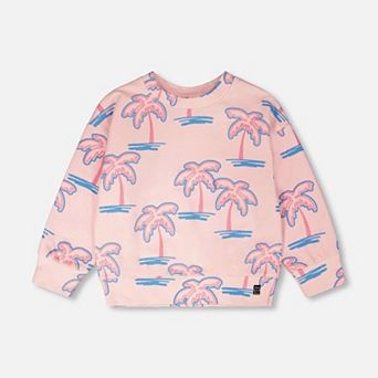 Little Kids Girl French Terry Sweatshirt Palm Print