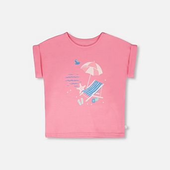 Little Kids Girl Organic Cotton Jersey Cuffed Graphic T-Shirt
