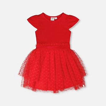 Little Kids Girl Bi-Material Ruffled Dress