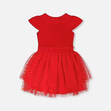 Little Kids Girl Bi-Material Ruffled Dress