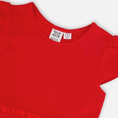 Little Kids Girl Bi-Material Ruffled Dress