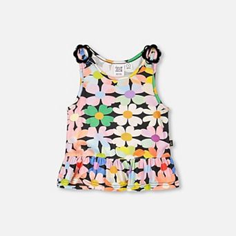 Little Kids Girl Jersey Tank Top Printed Flowers