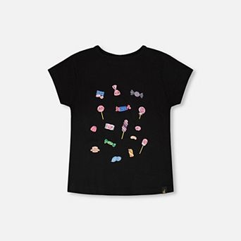 Little Kids Girl Organic Cotton Candy Graphic Short Sleeve T-Shirt