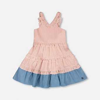 Little Kids Girl Poplin and Chambray Dress and Stripes