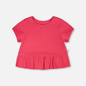 Little Kids Girl Rib Crop T-Shirt with Frill